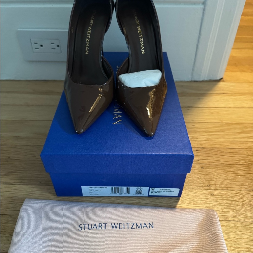 Stuart Weitzman Dark Brown Patent Leather Heels